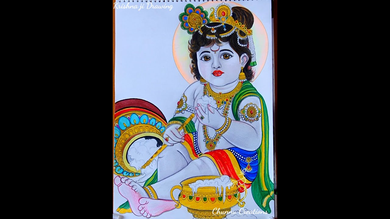 Cute krishna drawing | Bal gopal drawing for beginners step by step | |  Drawings, Krishna drawing, Cute drawings